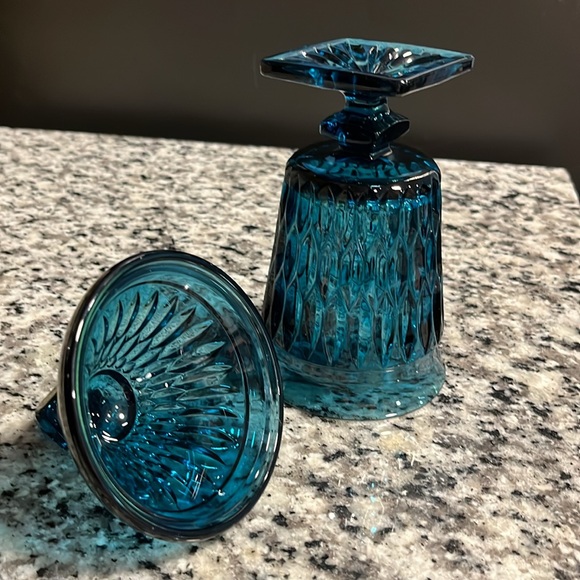 RARE BLUE CANDY DISH🍬INDIANA GLASS CO. MT. VERNON VINTAGE 40’s-60’s - Picture 10 of 13